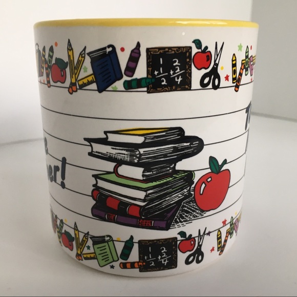 Teacher mug vintage EUC Favorite books apples cup - Picture 2 of 11